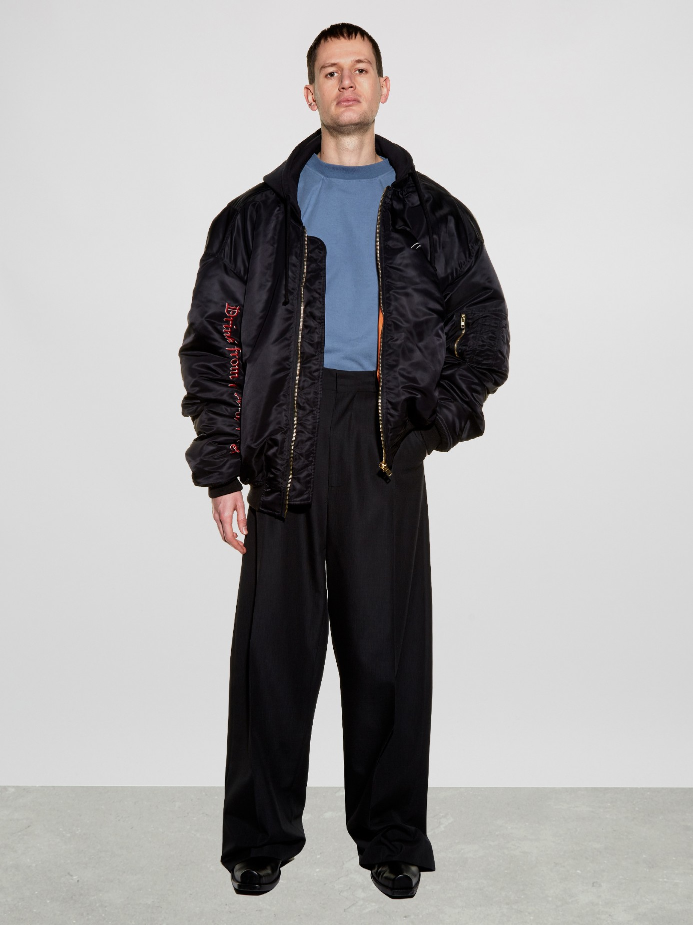 Vetements Total Darkness-embroidered Shell Bomber Jacket for